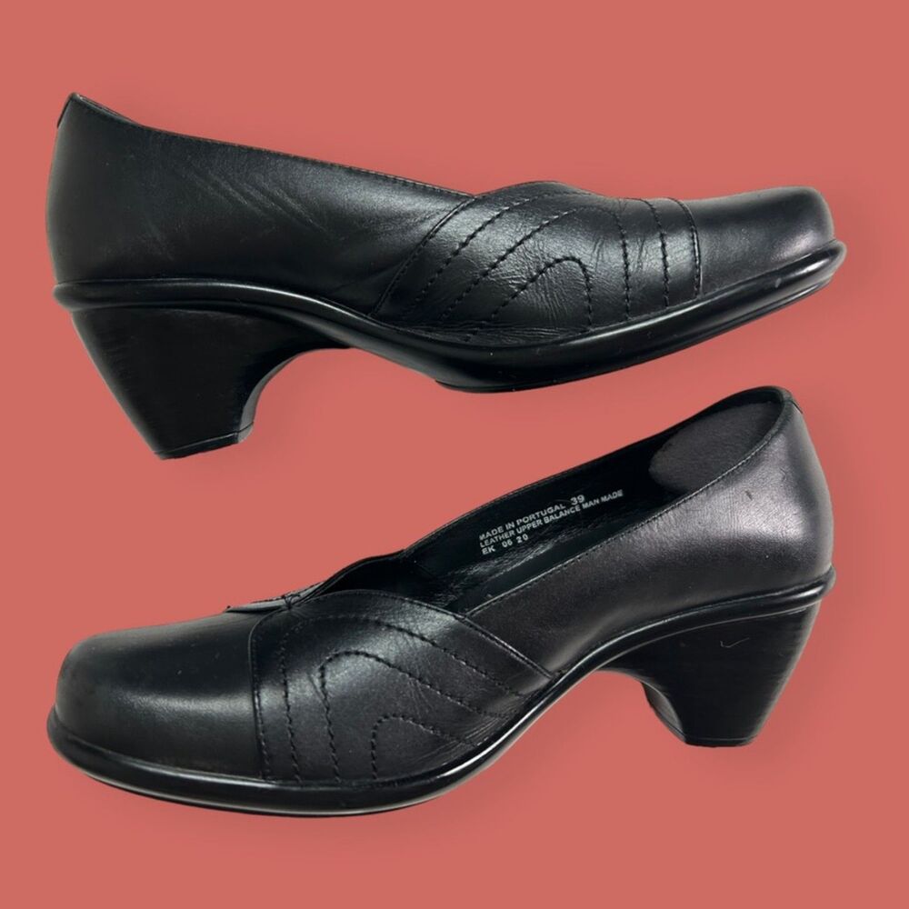 🥿 DANSKO REMI STITCHED LEATHER COMFORT FLIGHT ATTENDANT PUMPS BLACK SIZE EU 39
